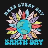 Earth Day Floral Vector T-Shirt Design