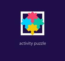 Colorful puzzle game team logo. Unique design color transitions. Creative activity playgroup logo template. vector. vector