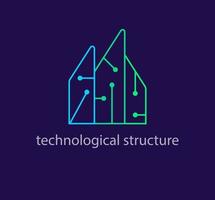 Colorful technological structures logo. Unique design color transitions. Creative future houses logo template. vector. vector