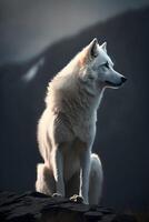 white wolf animal illustration ,created by technology photo