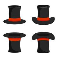 Cylinder hat with red ribbon. Vector illustration.