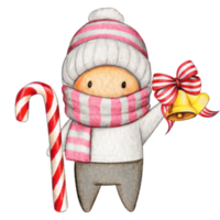 Watercolor hand drawn cute winter character png