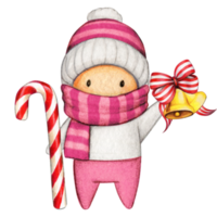 Watercolor hand drawn cute winter character png