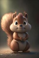 3d animation of a squirrel wearing a bag and wearing cute glasses made by technology photo