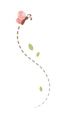 Flying Butterfly trail with dashed line route. Nature Spring Summer Design Element