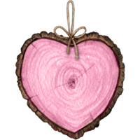 watercolor hand drawn rustic wooden heart decoration png