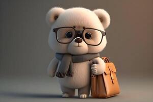 Cute white bear 3d animation created by technology photo