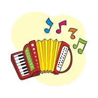 Musical notes with accordion. Musical instrument with notes. vector