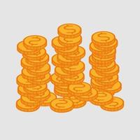 Gold coins stack. Stacks of dollar coins. vector
