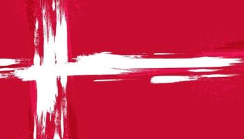bandera de Dinamarca con cepillo estilo y trama de semitonos efecto. danés bandera antecedentes con grunge concepto vector