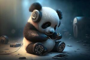 cute panda is made by technology photo