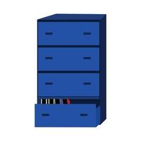 Isolated file cabinet.Open drawer with files vector