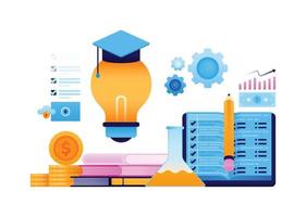 illustration of ideas get scholarship support for payment of tuition fees vector