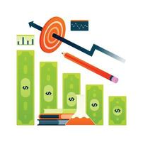 illustration of achieve financial and career goals with education vector