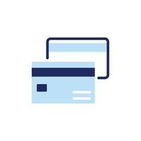 vector icono concepto de dos crédito tarjetas o cajeros automáticos apilado en parte superior de cada otro para refinanciación o defecto en deuda. lata ser usado para finanzas, contabilidad, bancario. lata ser aplicado a web, sitio web, póster