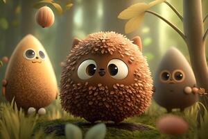 3d animation of cute and cute animal characters created by technology photo