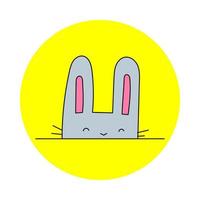Colored vector doodle illustration of an Easter Bunny that looks out of a hole
