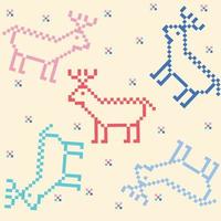 Pixel gaming pattern with deer vector