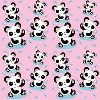 Hand drawn abstract pattern with cute baby panda vector