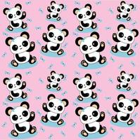 Hand drawn abstract pattern with cute baby panda vector