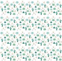Cactus tree and various leaves pattern vector