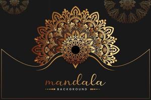 Mandala design background in gold color ornamental design. vector