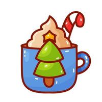 caliente chocolate taza, decorado con Navidad vector