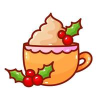 Hot chocolate mug, decorated with Christmas vector