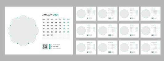 2024 calendar planner set for template corporate design week start on Sunday. vector