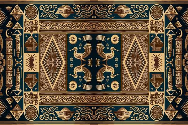 Egyptian geometry pattern old ancient background. Abstract traditional folk antique tribal ethnic graphic line. Ornate elegant luxury vintage retro style. Texture textile fabric ethnic egypt patterns