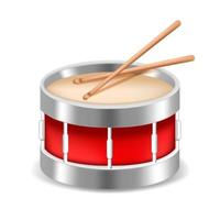 Realistic Detailed 3d Red Snare Drum. Vector