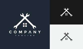 house roof wrench logo vector