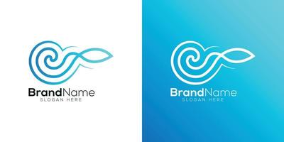 Blue ocean wave logo design template vector