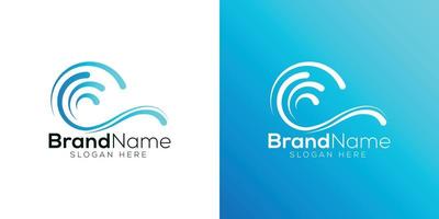 Blue ocean wave logo design template vector