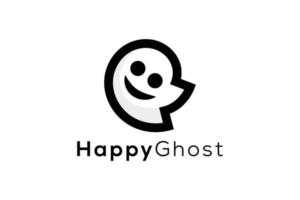 Happy Ghost logo design template vector