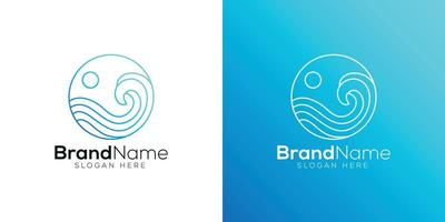 Blue ocean wave logo design template vector