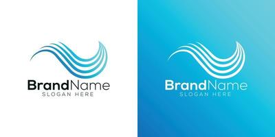 Blue ocean wave logo design template vector