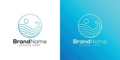 Blue ocean wave logo design template vector