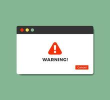 Minimalist Flat Design Vector Warning Pop Up Notification
