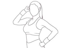 Fit woman striking a pose hand drawn vector illustration