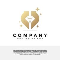 Diamond logo with star sparkles logo creative vector design. Gradient logo premium vector