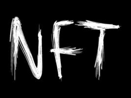 Vector word nft. White slogan on black background. Nft phrase.