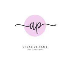 AP Initial letter handwriting and  signature logo. A concept handwriting initial logo with template element. vector