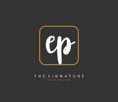 EP Initial letter handwriting and  signature logo. A concept handwriting initial logo with template element. vector