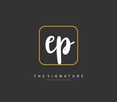 EP Initial letter handwriting and  signature logo. A concept handwriting initial logo with template element. vector