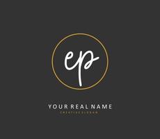 EP Initial letter handwriting and  signature logo. A concept handwriting initial logo with template element. vector