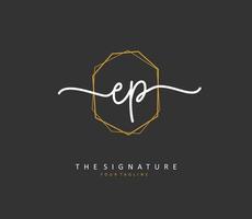 EP Initial letter handwriting and  signature logo. A concept handwriting initial logo with template element. vector