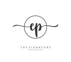 EP Initial letter handwriting and  signature logo. A concept handwriting initial logo with template element. vector