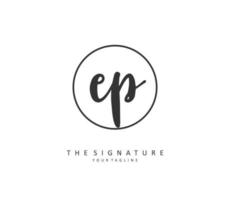 EP Initial letter handwriting and  signature logo. A concept handwriting initial logo with template element. vector