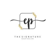 EP Initial letter handwriting and  signature logo. A concept handwriting initial logo with template element. vector